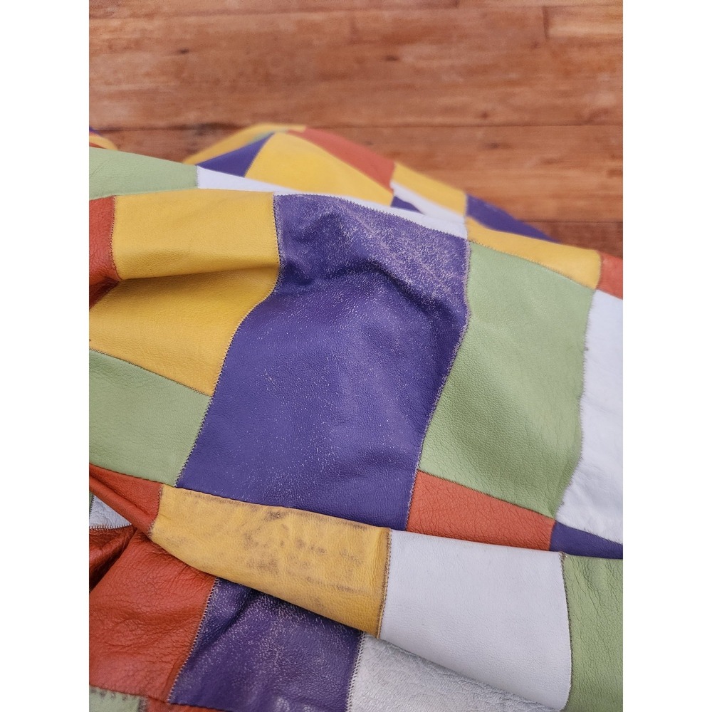 Y2K Colorful Patchwork Leather Jacket - image 4